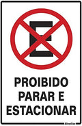 Placa em Poliestireno 20X30 Cm - Proibido Parar e Estacionar, SINALIZE, 250CE, Branca